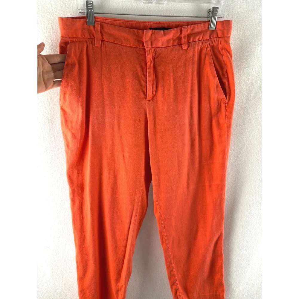 Banana Republic Avery Ankle Pants Coral Orange Linen/Cotton Blend Size 10 Womens